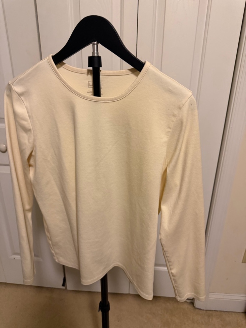 L.L. Bean Light Cream Long Sleeve Crewneck Top